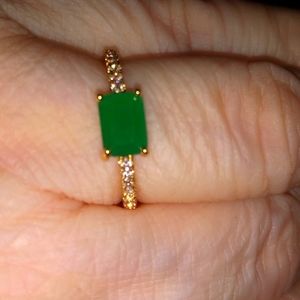 Natural Zambian Emerald and Diamond Ring
